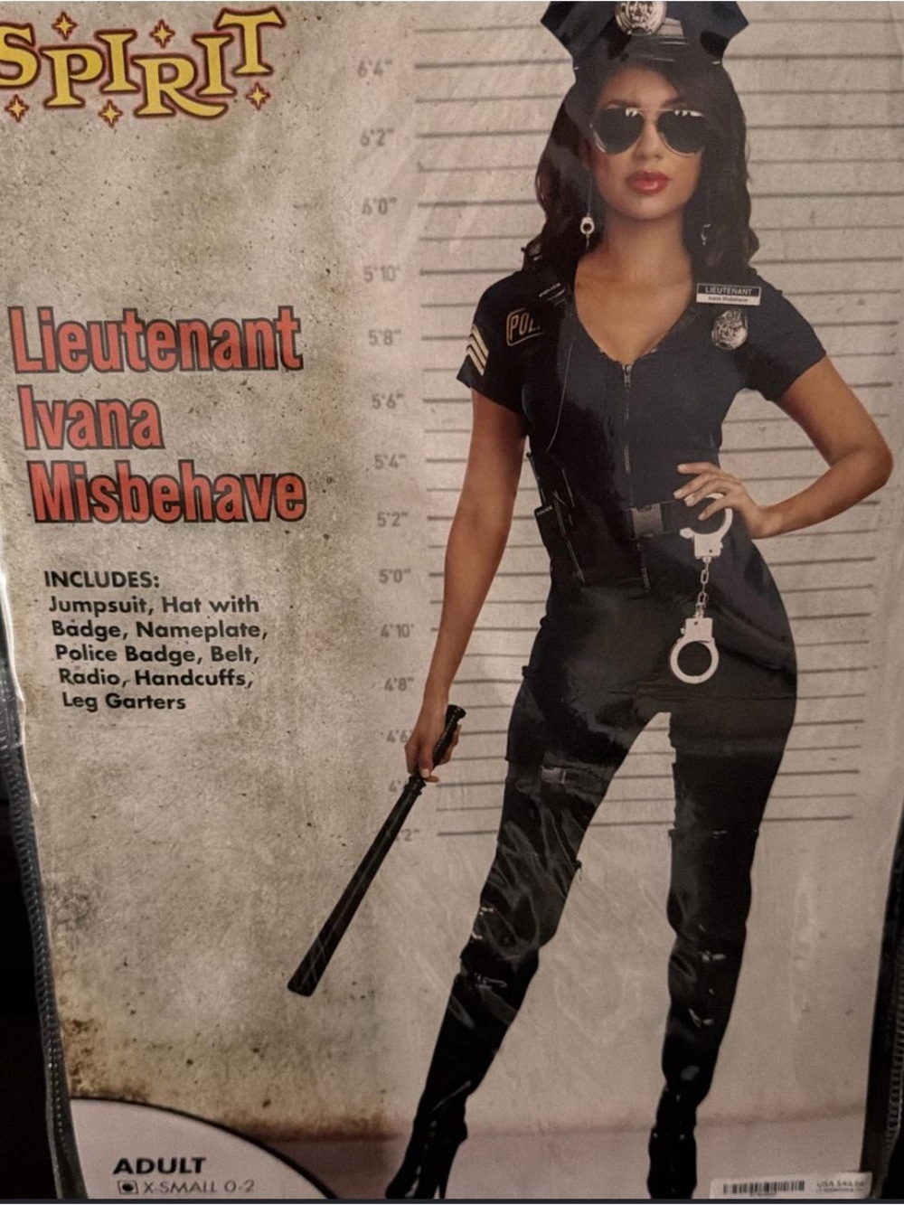 Lieutenant Ivana Misbehave Women's Black Police Jumpsuit Costume size small